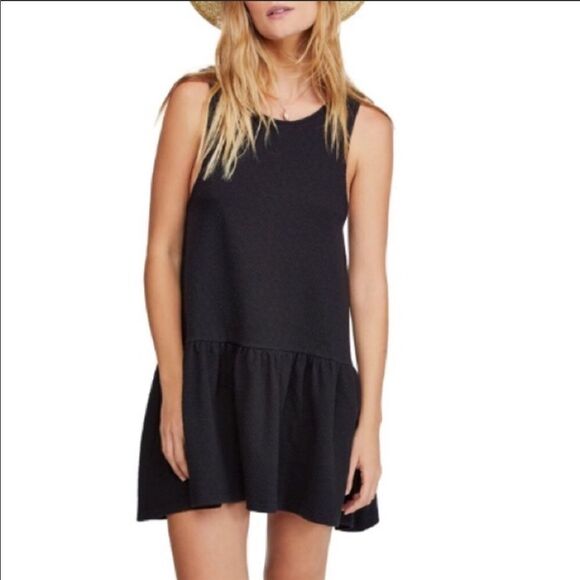 FREE PEOPLE | Easy Street Black Peplum Dress Small - Picture 1 of 12